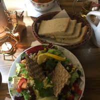 Salad and soup at La Perla in Sighisoara