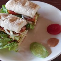 Veg & tofu baguette at Green Climbers Home in Thakhek