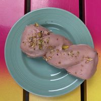 Strawberry pistachio donut at Siop Shop in Manchester