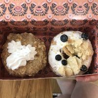 Peach cobbler and blueberry lemon cheesecake donuts  at Brammibal's Donuts - KaDeWe in Berlin