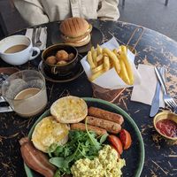 Large breakfast and chi"ken burger at Lilith's  in Cheltenham