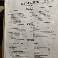 Menu  at Lilith's  in Cheltenham