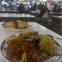 Rice with curry, tofu and soy proteinn  at Chalawan - Vegan Food Stall in Bangkok