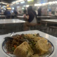 Rice with Pad Kra Pao, Tofu and Curry  at Chalawan - Vegan Food Stall in Bangkok