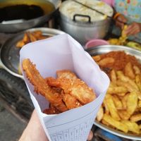 Fried bananas from Silom square carts at Chalawan - Vegan Food Stall in Bangkok