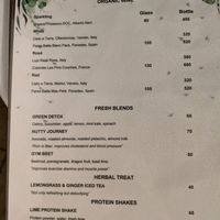 Beverage menu at Folia - Four Seasons Resort in Dubai