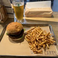 Superior burger (single patty) w/fries  at Great Lakes in Tokyo