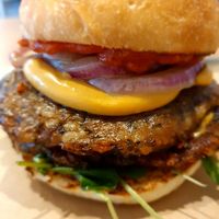 Double superior burger at Great Lakes in Tokyo