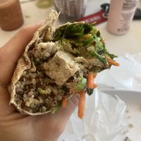 Poke wrap with no spicy mayo and tofu, forgot to take a photo til halfway through   at Carrot Express in Aventura