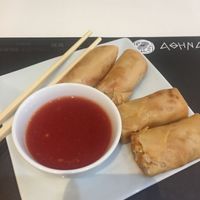 Vegan Spring Rolls with sweet & soup dip  at Dao Vietnamese Street Food in Athens