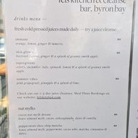 Drinks menu September 2024 at Fel's Kitchen  in Byron Bay