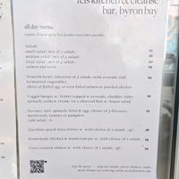 Menu September 2024 at Fel's Kitchen  in Byron Bay