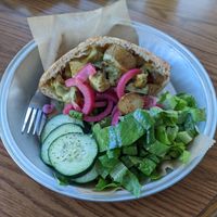 Root veg pita (Thurs night special) at Paradigm Coffee & Music in Sheboygan