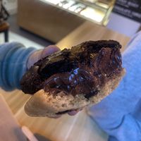 Two types of cookie and chocolate gelato sandwich   at Zelati in Wellington