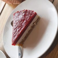 Vegan strawberry cake at Horizon Cafe in Koh Samui