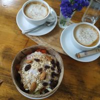 Soy yougurt and cappuccino with coconut milk😍 at Horizon Cafe in Koh Samui