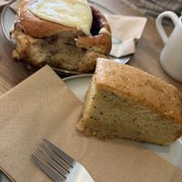 Cinnamon bun and lemon poppyseed cakee  at Mr Cooper's Coffee House in Whitby