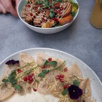 bowl and ravioli at Palo Verde in Prague