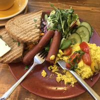 Tofu scramble and sausage  at Palo Verde in Prague