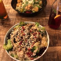 PaLO-VErde Bowl, Caesar Salad, Hibicus Ice Tea, Lemon Black Ice Tea at Palo Verde in Prague