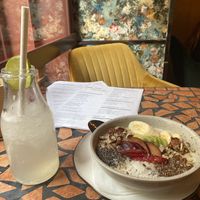Lavender lemonade and oatmeal   at Palo Verde in Prague