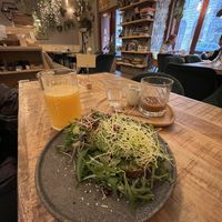 Avocado toast, fresh orange juice, drip coffee   at Palo Verde in Prague