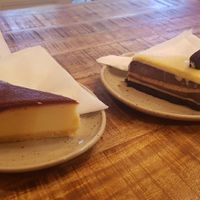 Left strawberry cheesecake and right oreo cake at Palo Verde in Prague