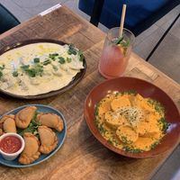 Mushroom ravioli, tortellini, empanadas.   at Palo Verde in Prague