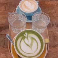 Cappuccino & matcha latte at Palo Verde in Prague
