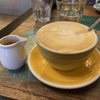 Latte with oat milk and agave syrup   at Palo Verde in Prague