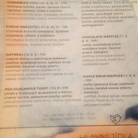 Breakfast/brunch menu at Palo Verde in Prague