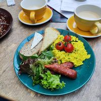 Scrambled tofu on toast at Palo Verde in Prague