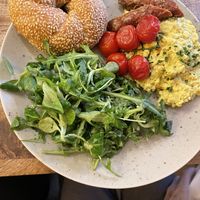 Scrambled tofu, with a special bun, but their bread is also very tasteful.  at Palo Verde in Prague