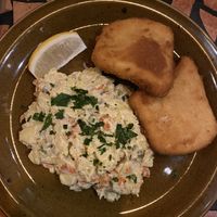 “Fish” and potato salad – Christmas menu  at Palo Verde in Prague