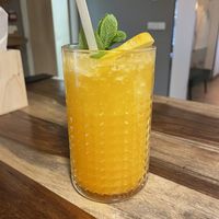 Sea buckthorn lemonade #Veganuary at Palo Verde in Prague