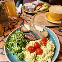 Tofu scramble, breakfast croissant  at Palo Verde in Prague