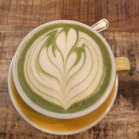 Matcha latte with oat milk at Palo Verde in Prague