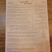 Menu at Palo Verde in Prague