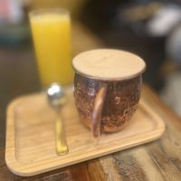 Hot chocolate and fresh orange juice   at Palo Verde in Prague