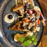 Waffles on breakfast menu  at Palo Verde in Prague