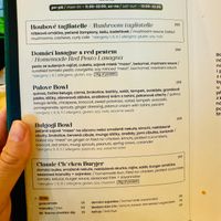 The menu  at Palo Verde in Prague
