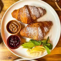 Croissants with chocolate dip and jam at Palo Verde in Prague
