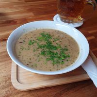 Magnificent onion soup! at Palo Verde in Prague