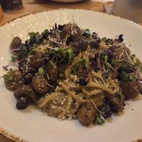 Daily menu of mushroom spaghetti at Palo Verde in Prague