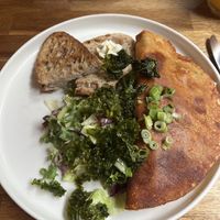 Gram flour pancake with kimchi   at Palo Verde in Prague