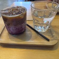 Caramel ube iced latte  at Palo Verde in Prague