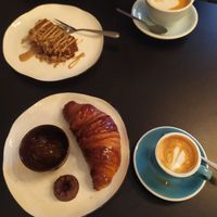 pecan cake and croissant with jam and nutella, both incredibly tasty at Palo Verde in Prague