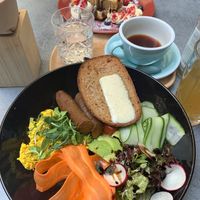Breakfast Tofu and wafels  at Palo Verde in Prague