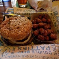 Vegan Classic Cheeseburger with Sweet Potato Tots at Hot Chip Burger Bar in Rochester