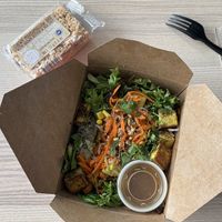 Low Calorie Signature Box, with added charred sweet potatoes  at Basil Box in Vancouver